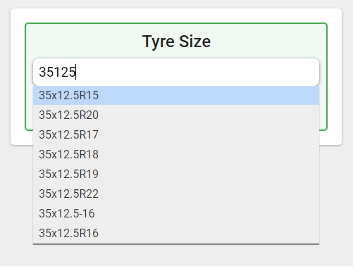 Tyre Search